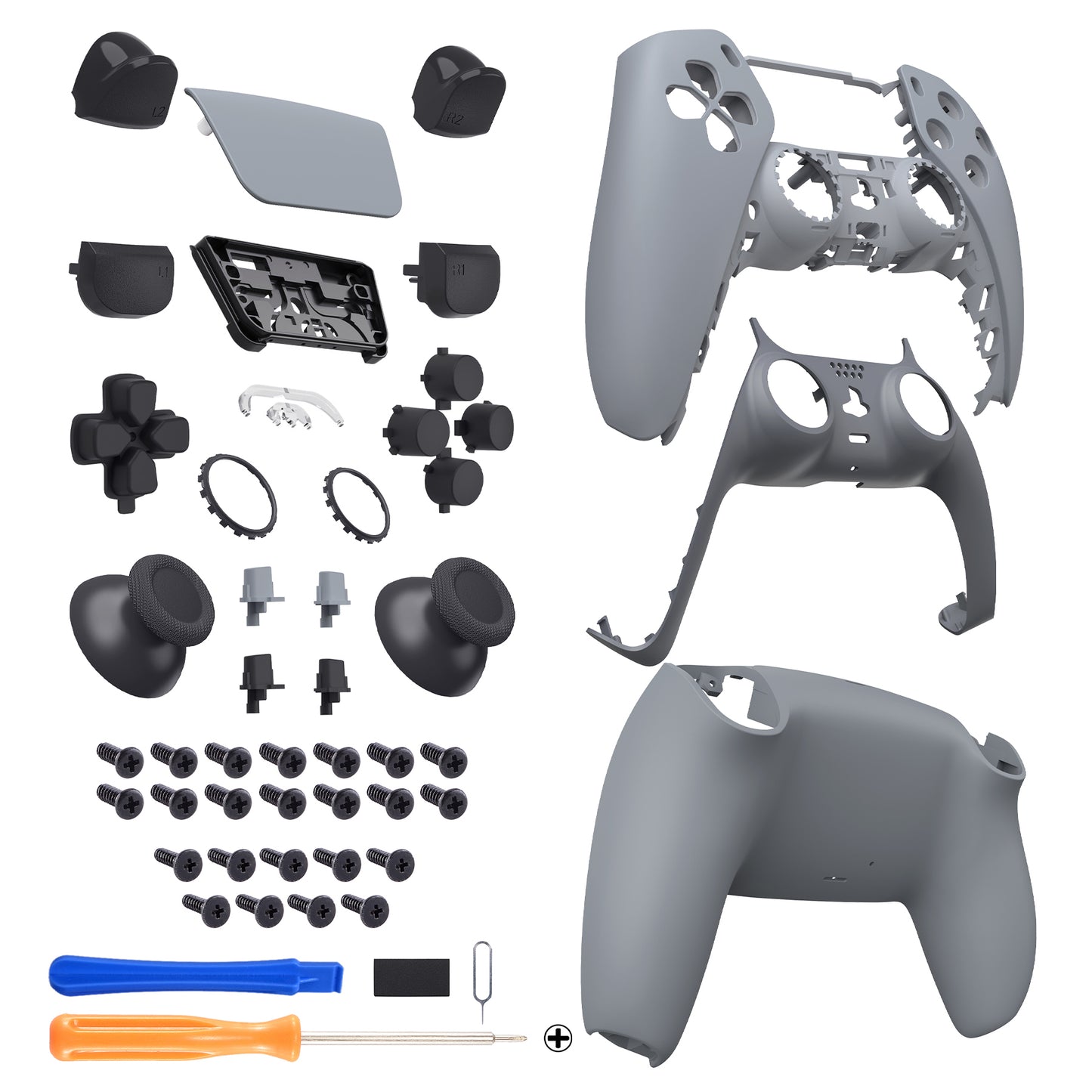 eXtremeRate Replacement Full Shell & Button Set for PS5 Controller BDM-030/040/050 (New Hope Gray)