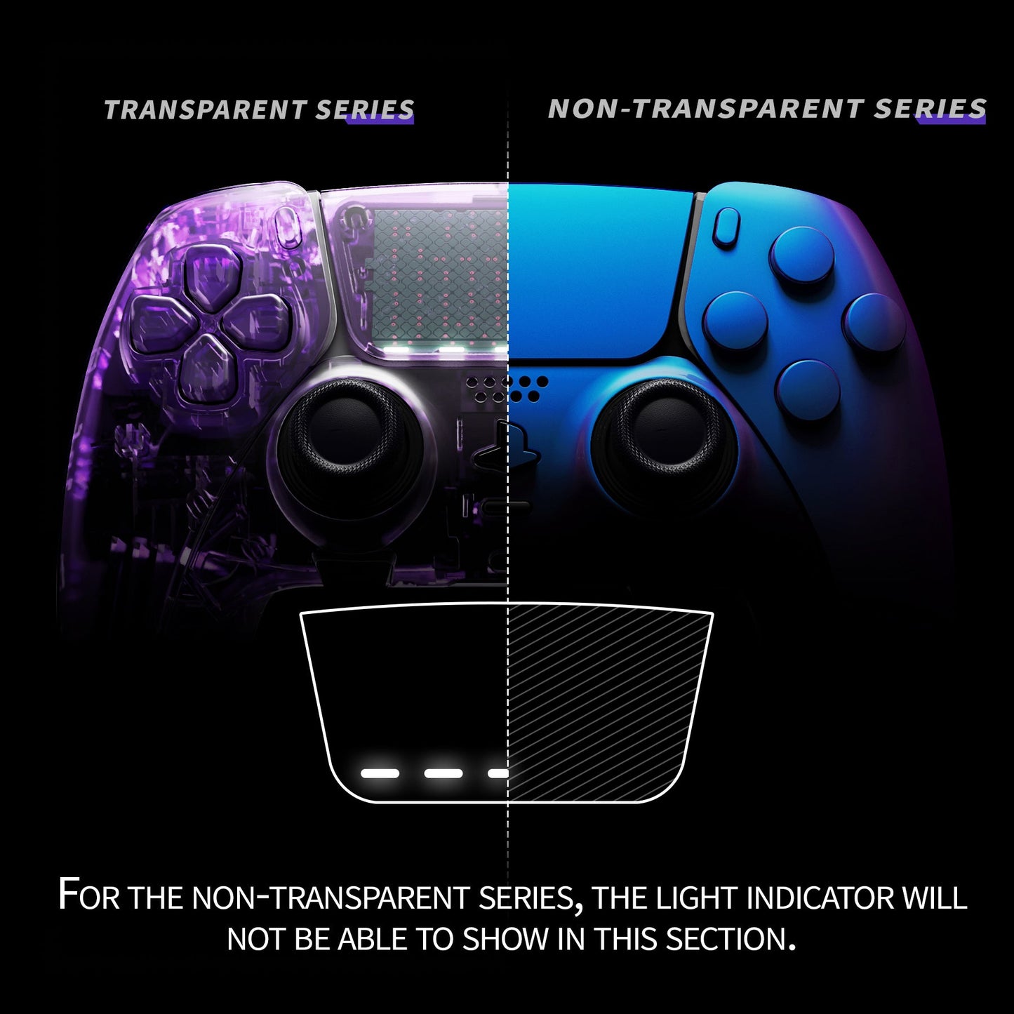 Replacement Full Set Shells with Buttons Compatible with PS5 Edge Controller - Chameleon Purple Blue eXtremeRate