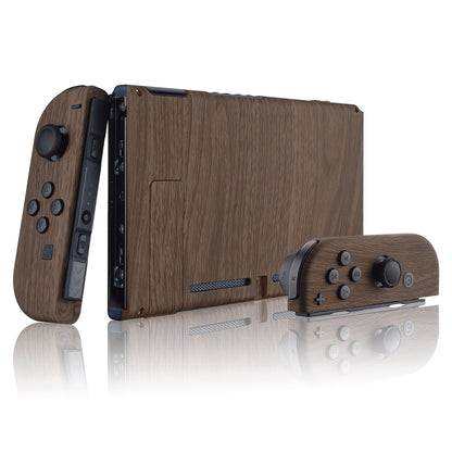 eXtremeRate Retail Soft Touch Grip Back Plate for Nintendo Switch Console, NS Joycon Handheld Controller Housing with Full Set Buttons, DIY Replacement Shell for Nintendo Switch - Wood Grain - QS201