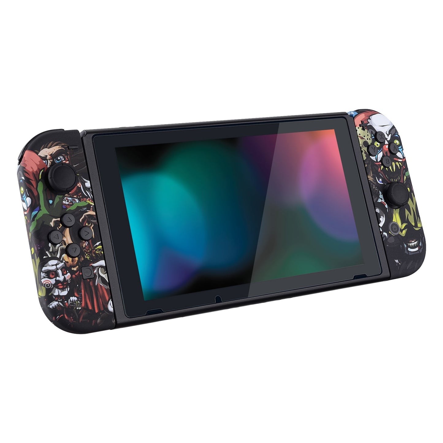 eXtremeRate Retail Soft Touch Scary Party Patterned Handheld Console Back Plate, Joycon Handheld Controller Housing Shell With Full Set Buttons DIY Replacement Part for Nintendo Switch - QT108