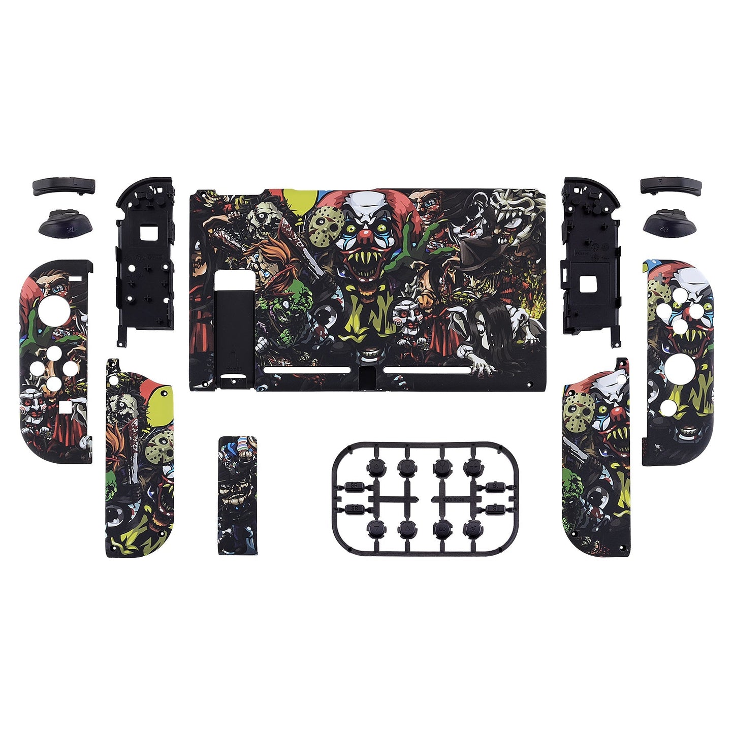 eXtremeRate Retail Soft Touch Scary Party Patterned Handheld Console Back Plate, Joycon Handheld Controller Housing Shell With Full Set Buttons DIY Replacement Part for Nintendo Switch - QT108