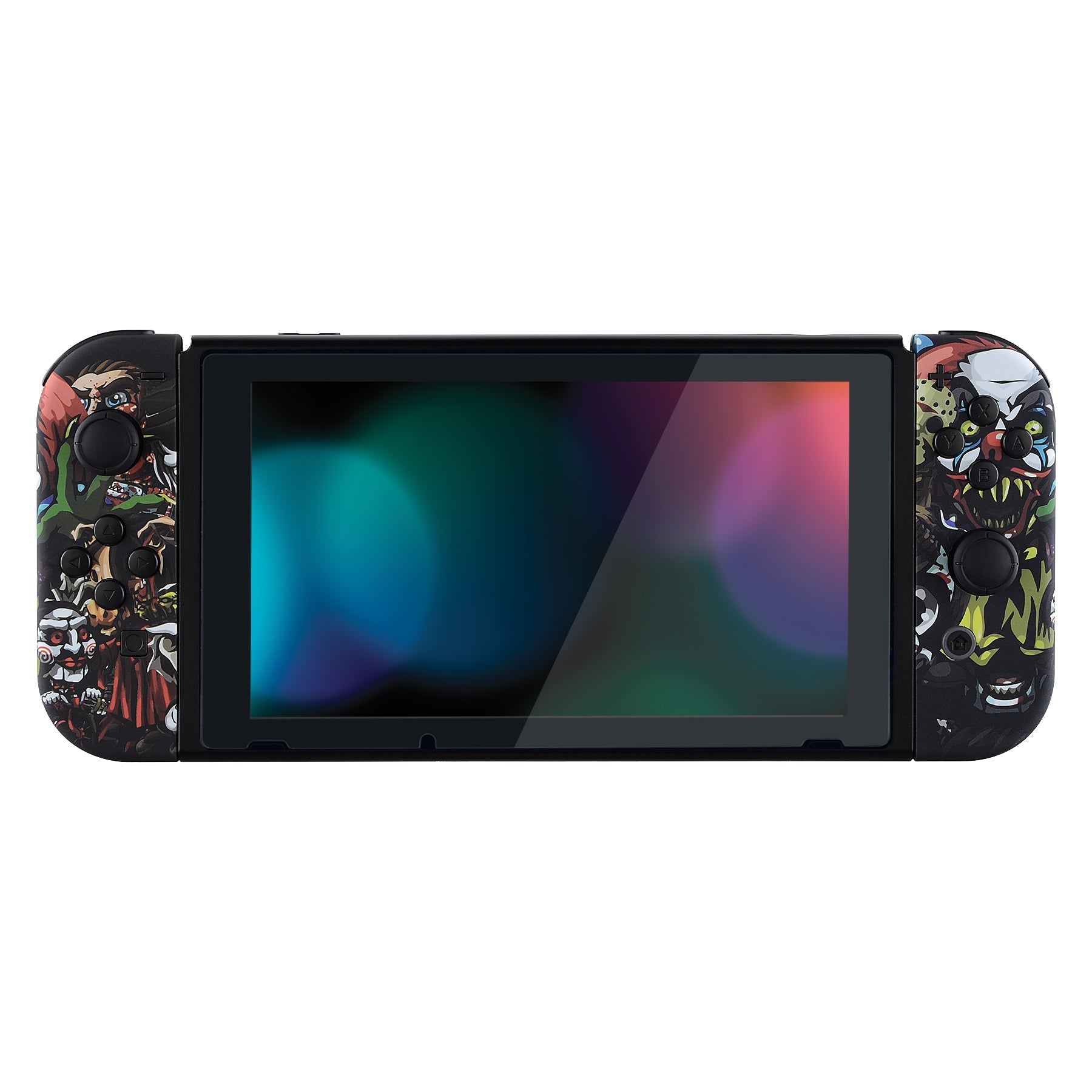 eXtremeRate Retail Soft Touch Scary Party Patterned Handheld Console Back Plate, Joycon Handheld Controller Housing Shell With Full Set Buttons DIY Replacement Part for Nintendo Switch - QT108