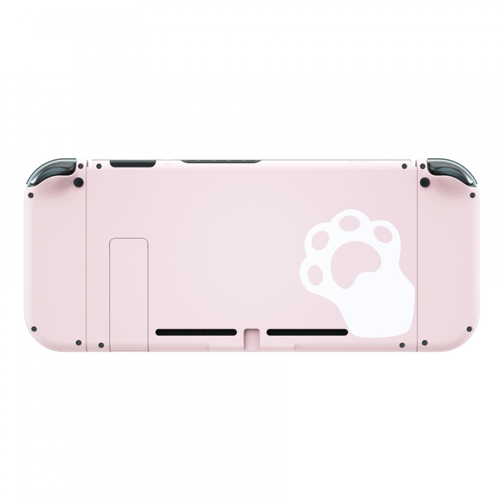 eXtremeRate Retail Cherry Blossoms Pink Cat Paw Back Plate for Nintendo Switch Console, NS Joycon Handheld Controller Housing with Colorful Buttons, DIY Replacement Shell for Nintendo Switch - QT110