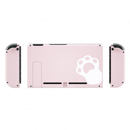 eXtremeRate Retail Cherry Blossoms Pink Cat Paw Back Plate for Nintendo Switch Console, NS Joycon Handheld Controller Housing with Colorful Buttons, DIY Replacement Shell for Nintendo Switch - QT110