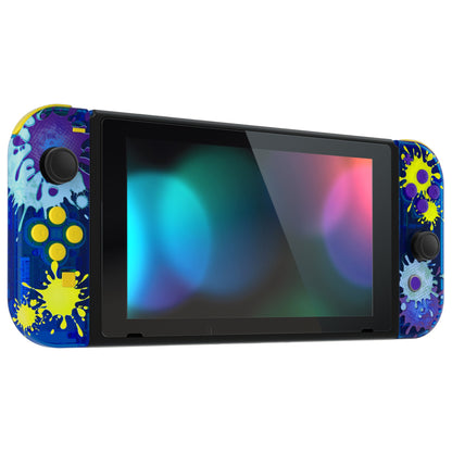 eXtremeRate Retail Back Plate for Nintendo Switch Console, NS Joycon Handheld Controller Housing with Full Set Buttons, Splattering Paint Effect DIY Replacement Shell for Nintendo Switch - QT119