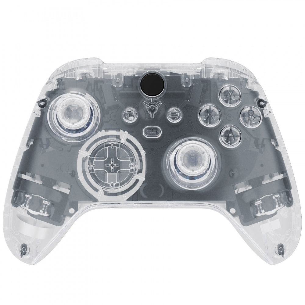 eXtremeRate Retail Transparent Clear Controller Full Set Housing Shell Case with Buttons for Xbox Series X/S, Custom Replacement Side Rails Front Back Plate Cover for Xbox Series S & Xbox Series X Controller - QX3M501