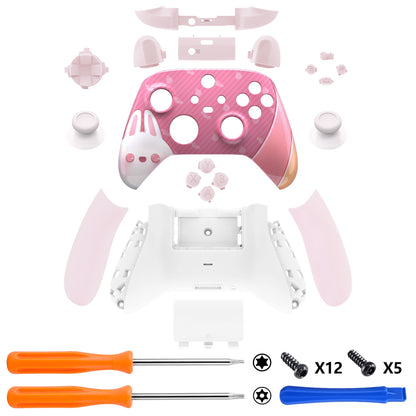 eXtremeRate Retail eXtremeRate Easter Rabbit Controller Full Set Housing Shell Case with Buttons for Xbox Series X/S Controller, Custom Replacement Side Rails Front Back Plate Cover for Xbox Core Controller - QX3T1004