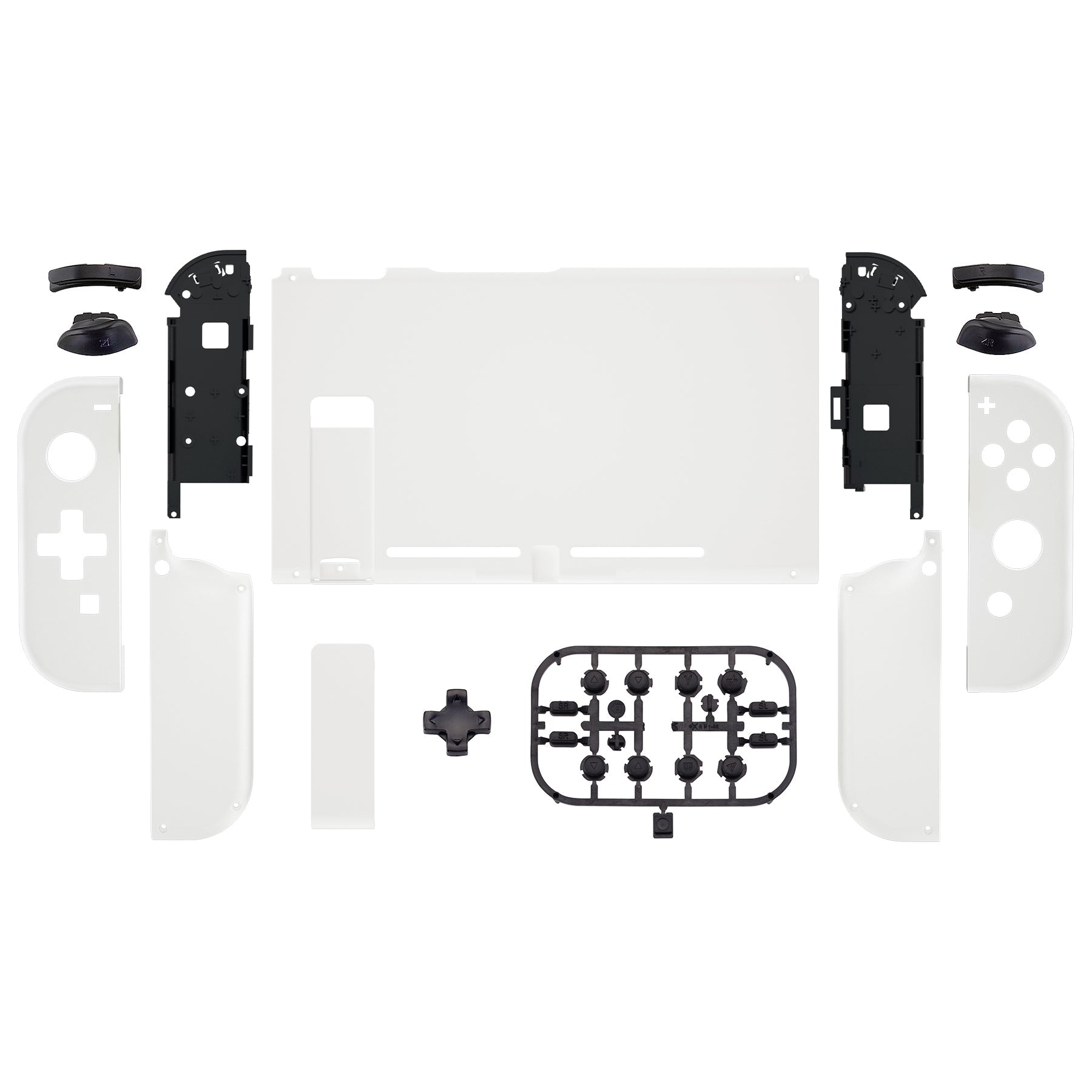 eXtremeRate Retail eXtremeRate Dpad Version Custom Full Set Shell for Nintendo Switch, Soft Touch Grip Replacement Console Back Plate, NS Joycon Handheld Controller Housing with Buttons for Nintendo Switch - White - QZP3001