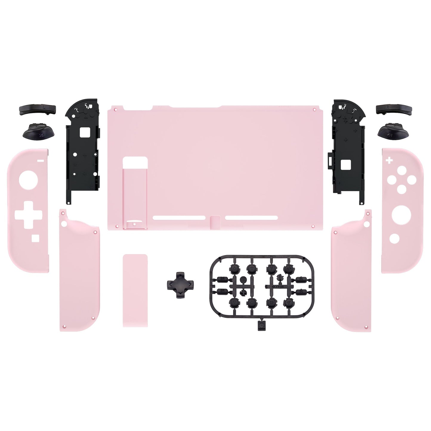 eXtremeRate Retail eXtremeRate Dpad Version Custom Full Set Shell for Nintendo Switch, Soft Touch Grip Replacement Console Back Plate, NS Joycon Handheld Controller Housing with Buttons for Nintendo Switch - Cherry Blossoms Pink - QZP3002