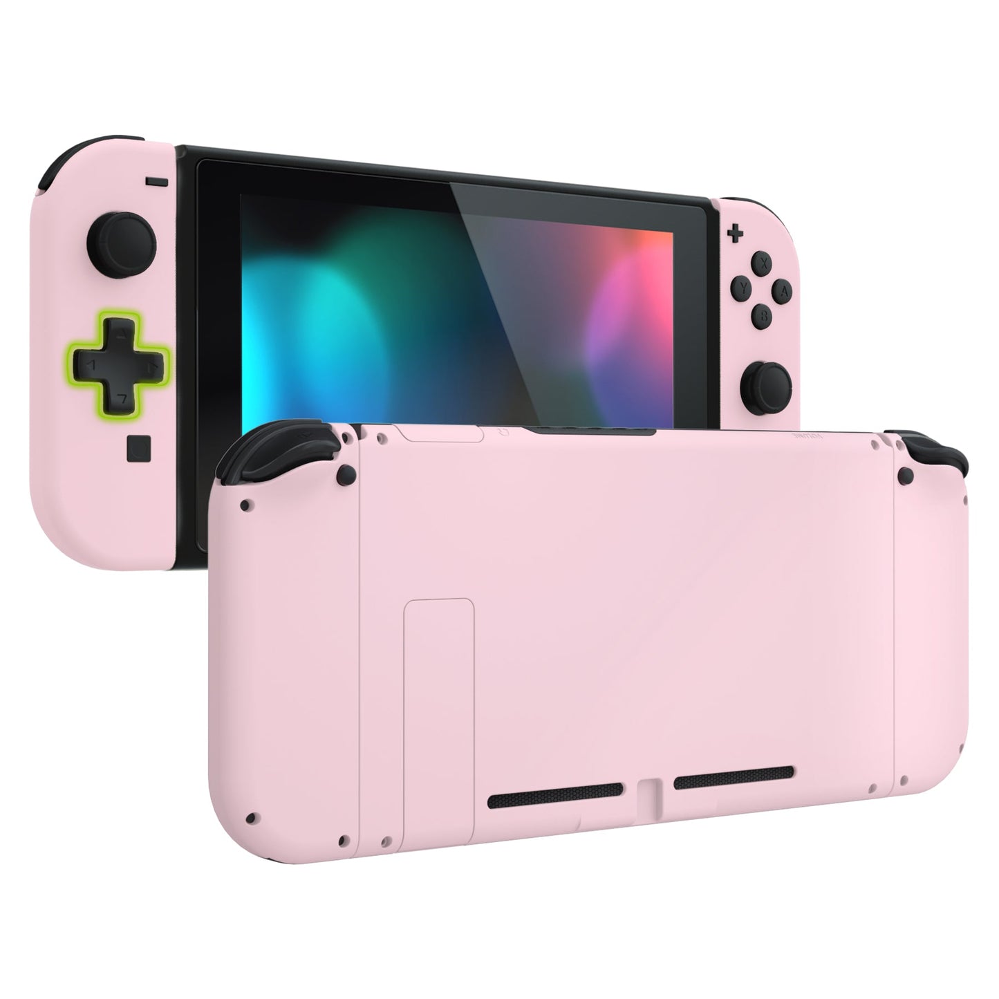 eXtremeRate Retail eXtremeRate Dpad Version Custom Full Set Shell for Nintendo Switch, Soft Touch Grip Replacement Console Back Plate, NS Joycon Handheld Controller Housing with Buttons for Nintendo Switch - Cherry Blossoms Pink - QZP3002