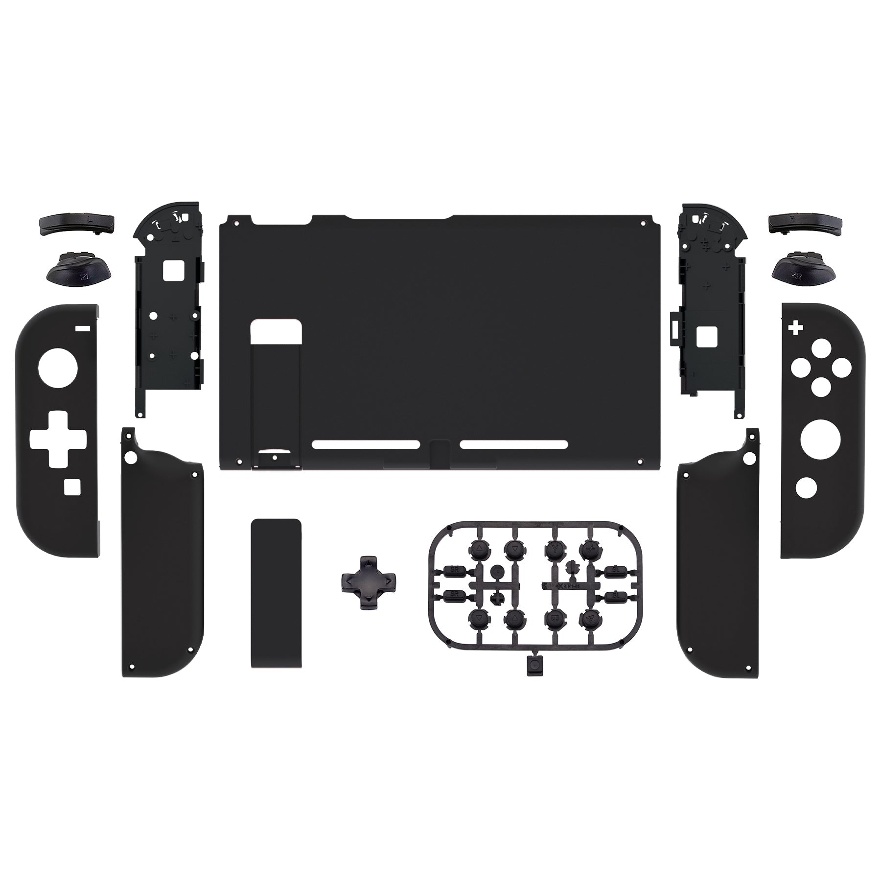 eXtremeRate Retail eXtremeRate Dpad Version Custom Full Set Shell for Nintendo Switch, Soft Touch Grip Replacement Console Back Plate, NS Joycon Handheld Controller Housing with Buttons for Nintendo Switch - Black - QZP3003