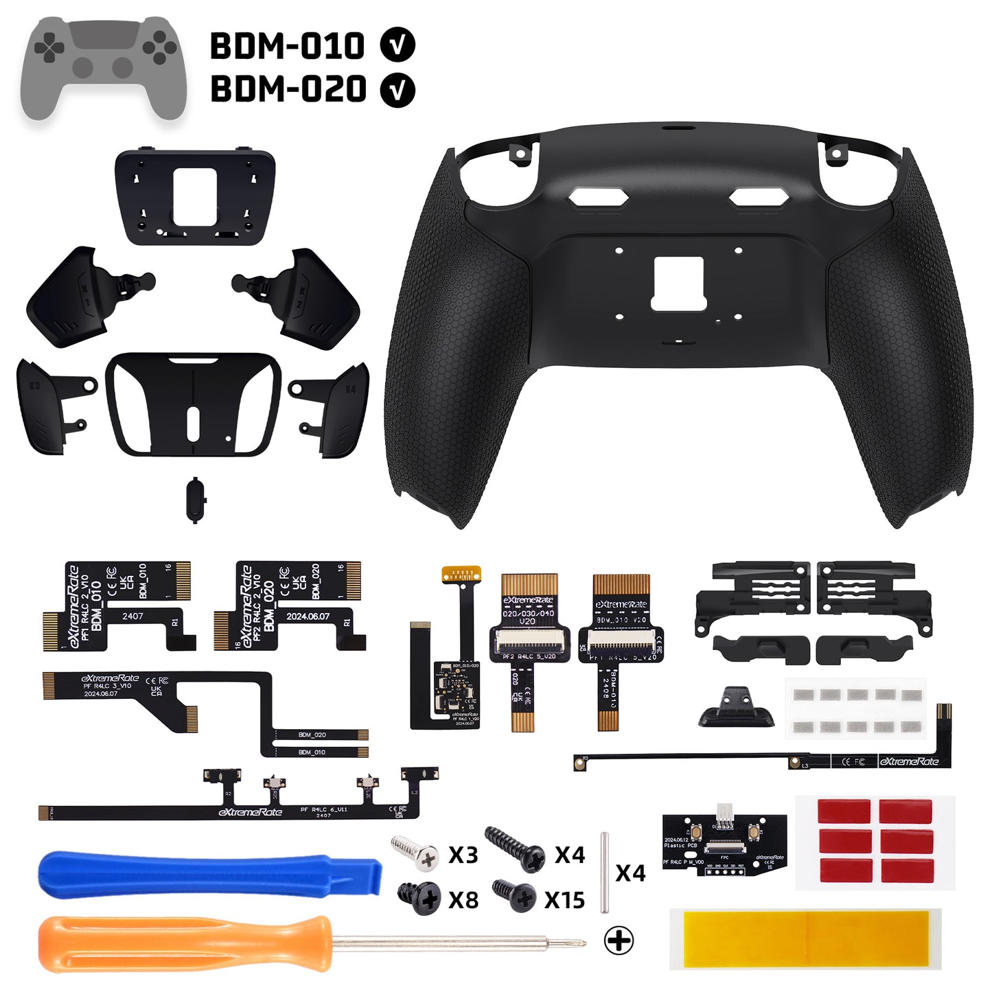 eXtremeRate PS5コントローラーBDM-010/020対応用RISE4 Plus MAXバックパドルキット、クリッキートリガーストップ＆ラバーグリップ付き【ラバー付きブラック】