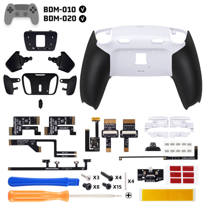 eXtremeRate PS5コントローラーBDM-010/020対応用RISE4 Plus MAXバックパドルキット、クリッキートリガーストップ＆ラバーグリップ付き【ラバー付き黒いグリップ黒い背面パドル】