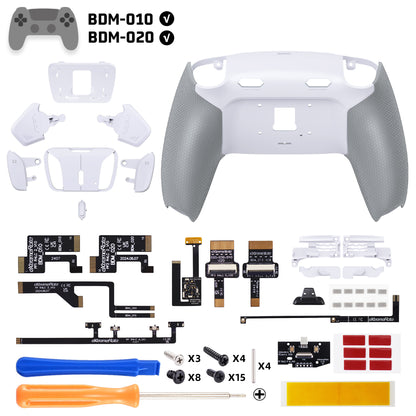 eXtremeRate PS5コントローラーBDM-010/020対応用RISE4 Plus MAXバックパドルキット、クリッキートリガーストップ＆ラバーグリップ付き【ラバー付きグレー】