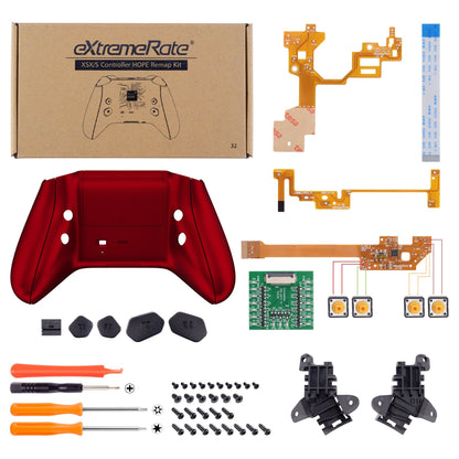 eXtremeRate Retail Scarlet Red HOPE Remappable Remap Kit for Xbox Series X/S Controller, Upgrade Boards & Redesigned Back Shell & Side Rails & Back Buttons for Xbox Core Controller - Controller NOT Included - RX3P3003