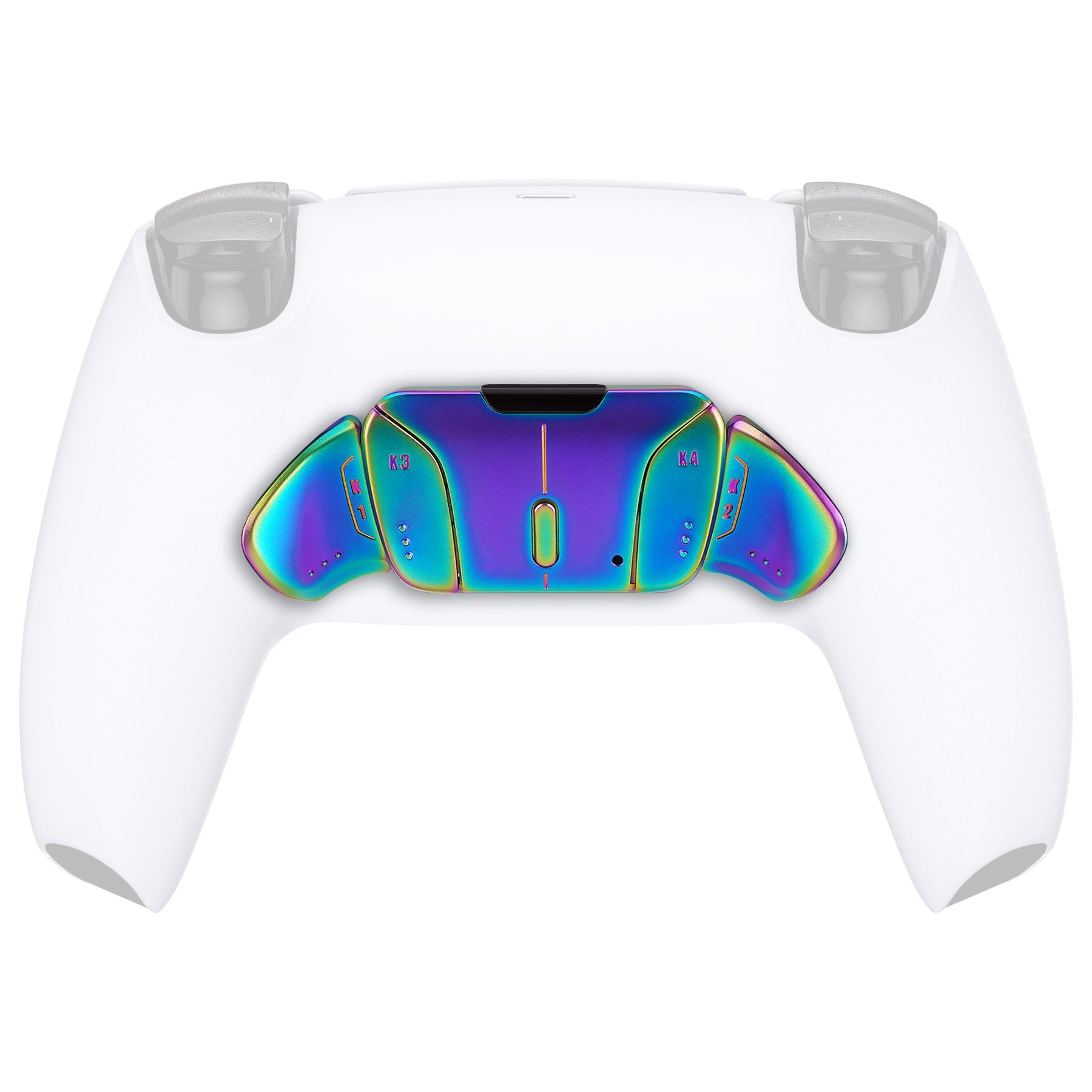 eXtremeRate Turn RISE & RISE4 to RISE4 RMB Kit ¨C Real Metal Buttons (RMB) Version K1 K2 K3 K4 Back Buttons Housing & Remap PCB Board for eXtremeRate RISE & RISE4 Remap kit, Compatible with PS5 Controller - Metallic Rainbow Aura Blue & Purple eXtremeRate