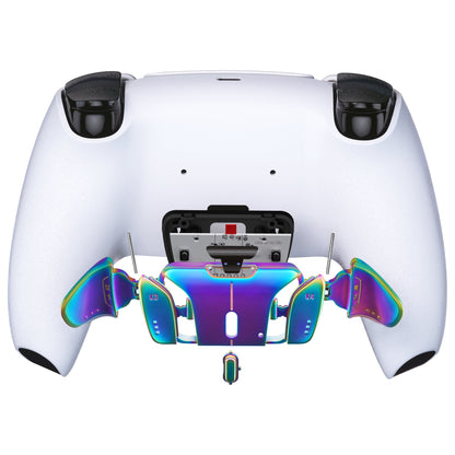 eXtremeRate Turn RISE & RISE4 to RISE4 RMB Kit ¨C Real Metal Buttons (RMB) Version K1 K2 K3 K4 Back Buttons Housing & Remap PCB Board for eXtremeRate RISE & RISE4 Remap kit, Compatible with PS5 Controller - Metallic Rainbow Aura Blue & Purple eXtremeRate