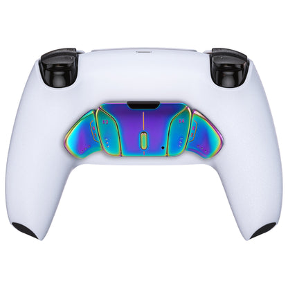 eXtremeRate Turn RISE & RISE4 to RISE4 RMB Kit ¨C Real Metal Buttons (RMB) Version K1 K2 K3 K4 Back Buttons Housing & Remap PCB Board for eXtremeRate RISE & RISE4 Remap kit, Compatible with PS5 Controller - Metallic Rainbow Aura Blue & Purple eXtremeRate