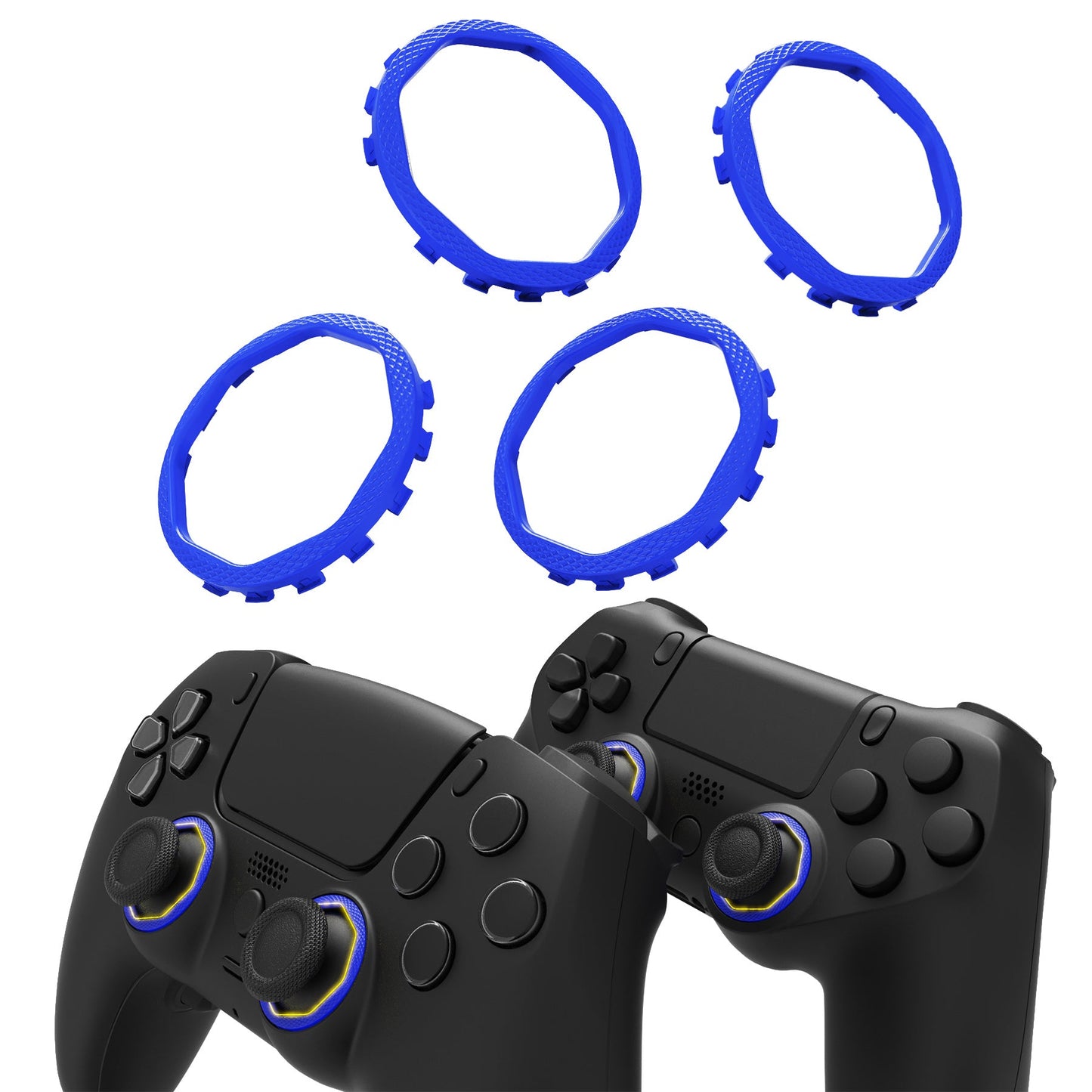 eXtremeRate PS5コントローラー用eXtremeRate Lunaシェル用再設計された八角形ゲート付きスティックアクセントリング、PS4コントローラー用eXtremeRate Ghostシェル交換アクセサリー-標準フェイスプレートには非対応【ブルー】