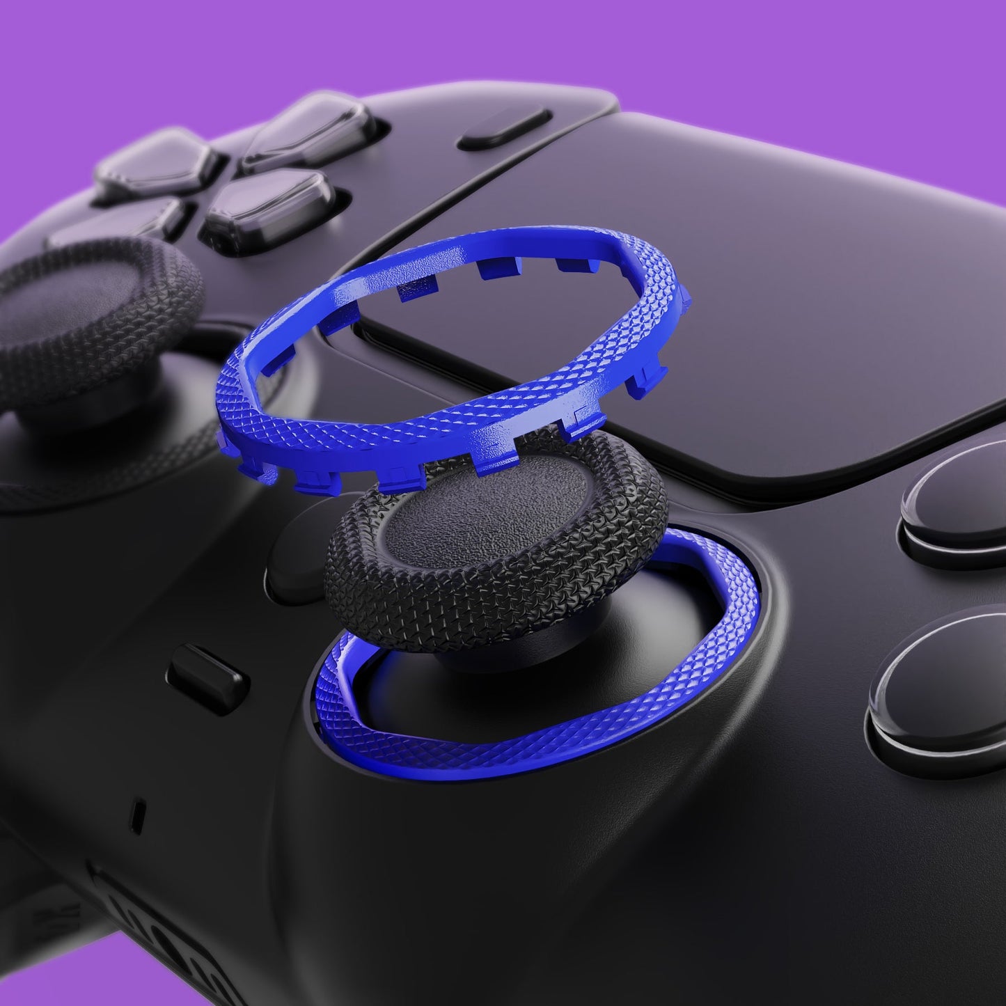 eXtremeRate PS5コントローラー用eXtremeRate Lunaシェル用再設計された八角形ゲート付きスティックアクセントリング、PS4コントローラー用eXtremeRate Ghostシェル交換アクセサリー-標準フェイスプレートには非対応【ブルー】
