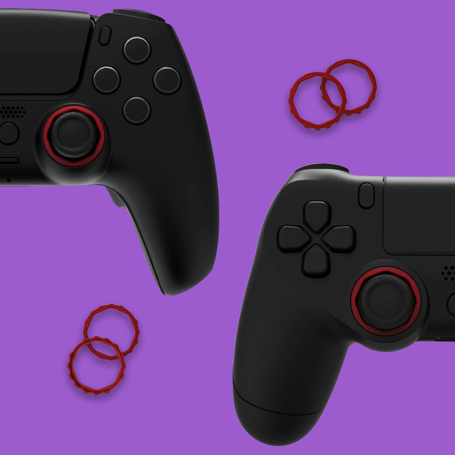 eXtremeRate PS5コントローラー用eXtremeRate Lunaシェル用再設計された八角形ゲート付きスティックアクセントリング、PS4コントローラー用eXtremeRate Ghostシェル交換アクセサリー-標準フェイスプレートには非対応【カーマインレッド】