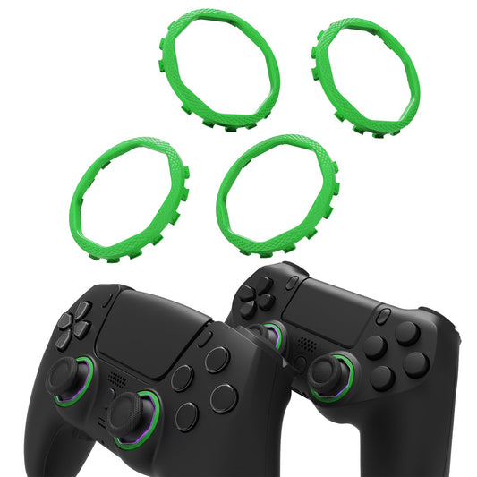eXtremeRate PS5コントローラー用eXtremeRate Lunaシェル用再設計された八角形ゲート付きスティックアクセントリング、PS4コントローラー用eXtremeRate Ghostシェル交換アクセサリー-標準フェイスプレートには非対応【グリーン】