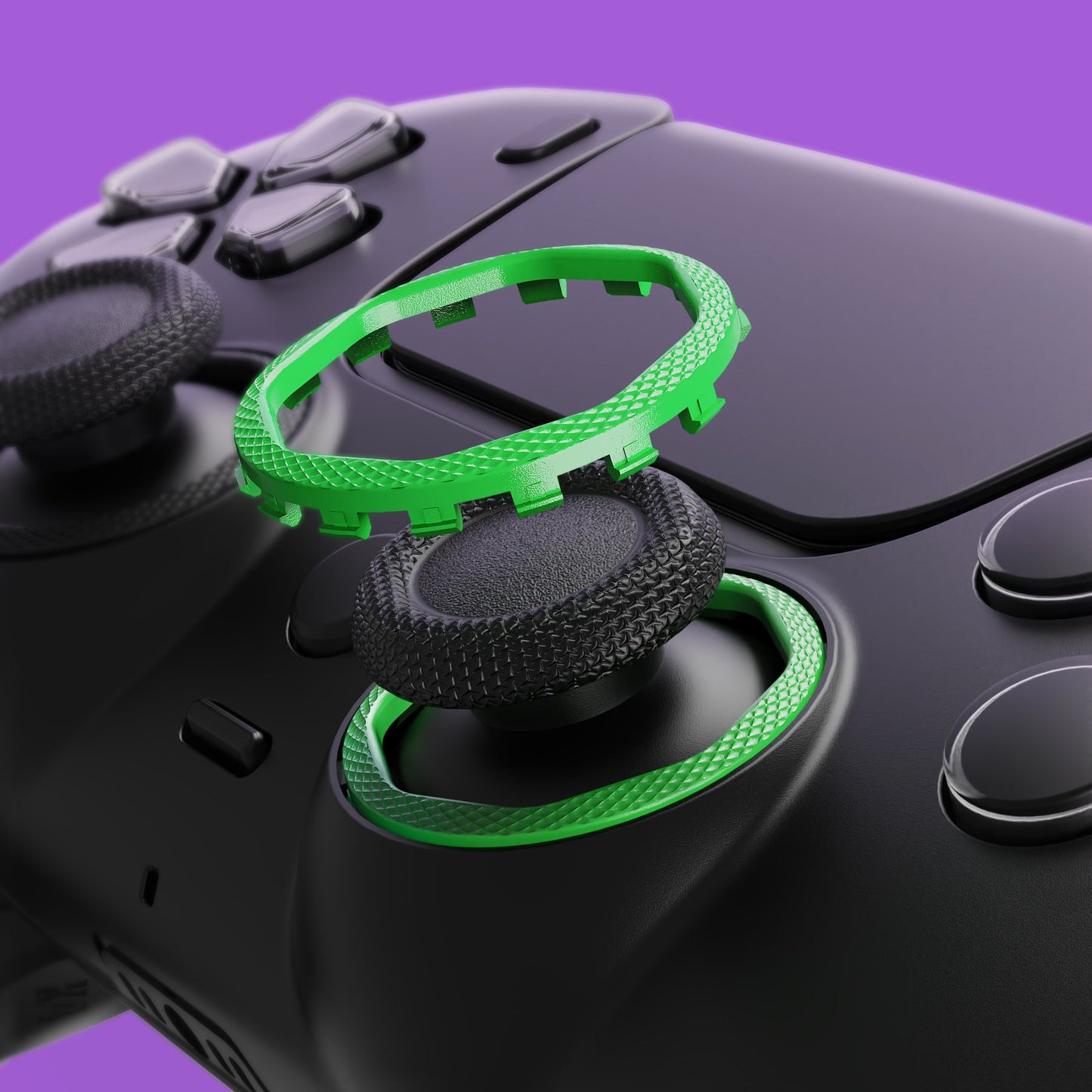 eXtremeRate PS5コントローラー用eXtremeRate Lunaシェル用再設計された八角形ゲート付きスティックアクセントリング、PS4コントローラー用eXtremeRate Ghostシェル交換アクセサリー-標準フェイスプレートには非対応【グリーン】