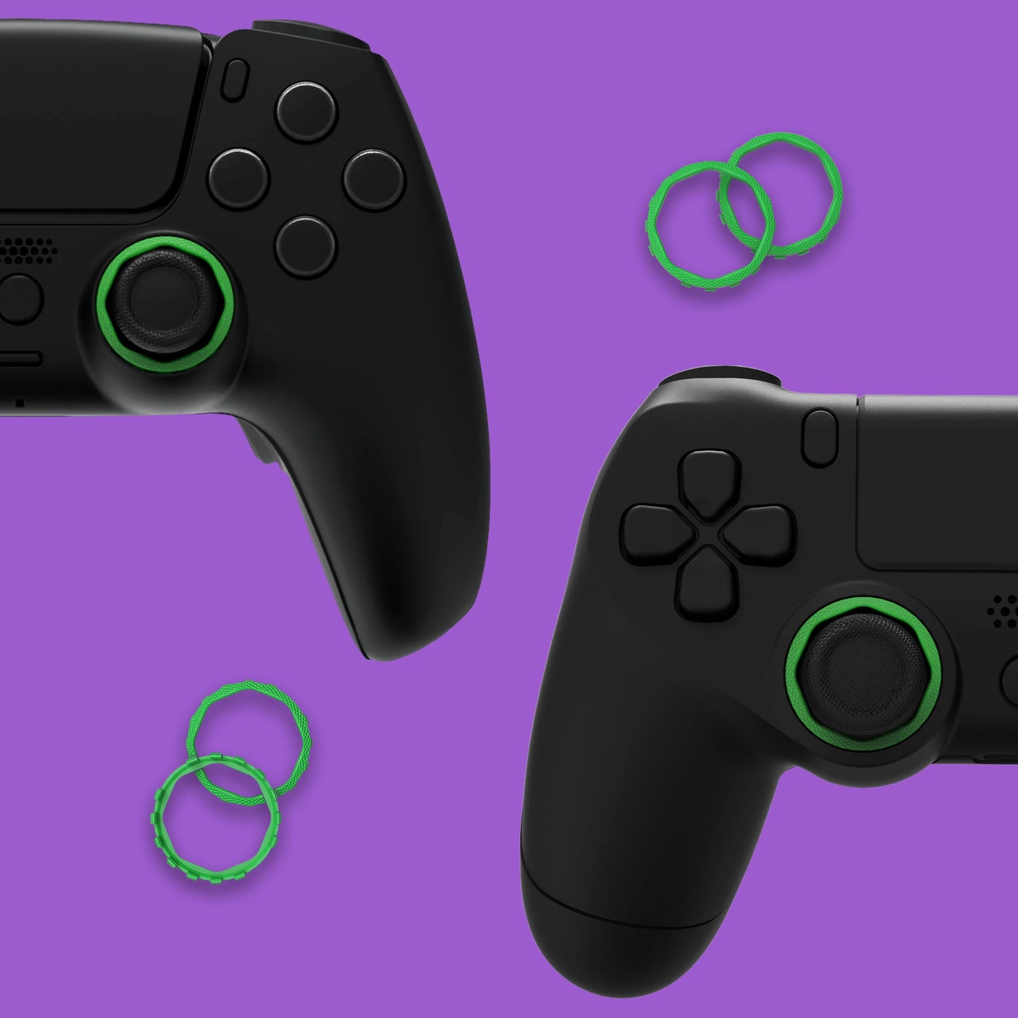 eXtremeRate PS5コントローラー用eXtremeRate Lunaシェル用再設計された八角形ゲート付きスティックアクセントリング、PS4コントローラー用eXtremeRate Ghostシェル交換アクセサリー-標準フェイスプレートには非対応【グリーン】