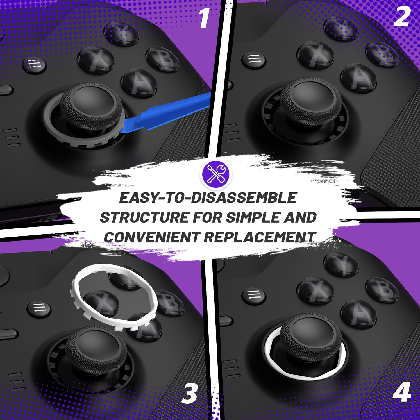 eXtremeRate Xbox Elite Series 2 Core、Elite Series 2、Xbox Eliteコントローラー用再設計交換八角形ゲート付きスティックアクセントリング、eXtremeRateのXbox Series X/Sコントローラー用ASRバージョンシェルにも対応【ホワイト】