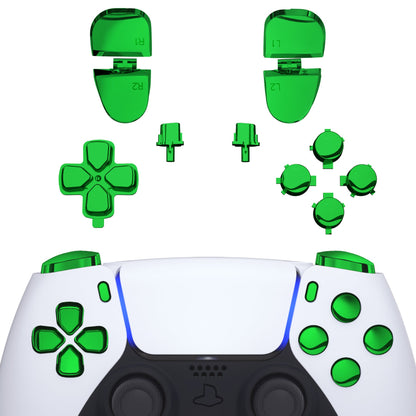 Replacement Full Set Buttons Compatible with PS5 Controller BDM-030 - Chrome Green eXtremeRate