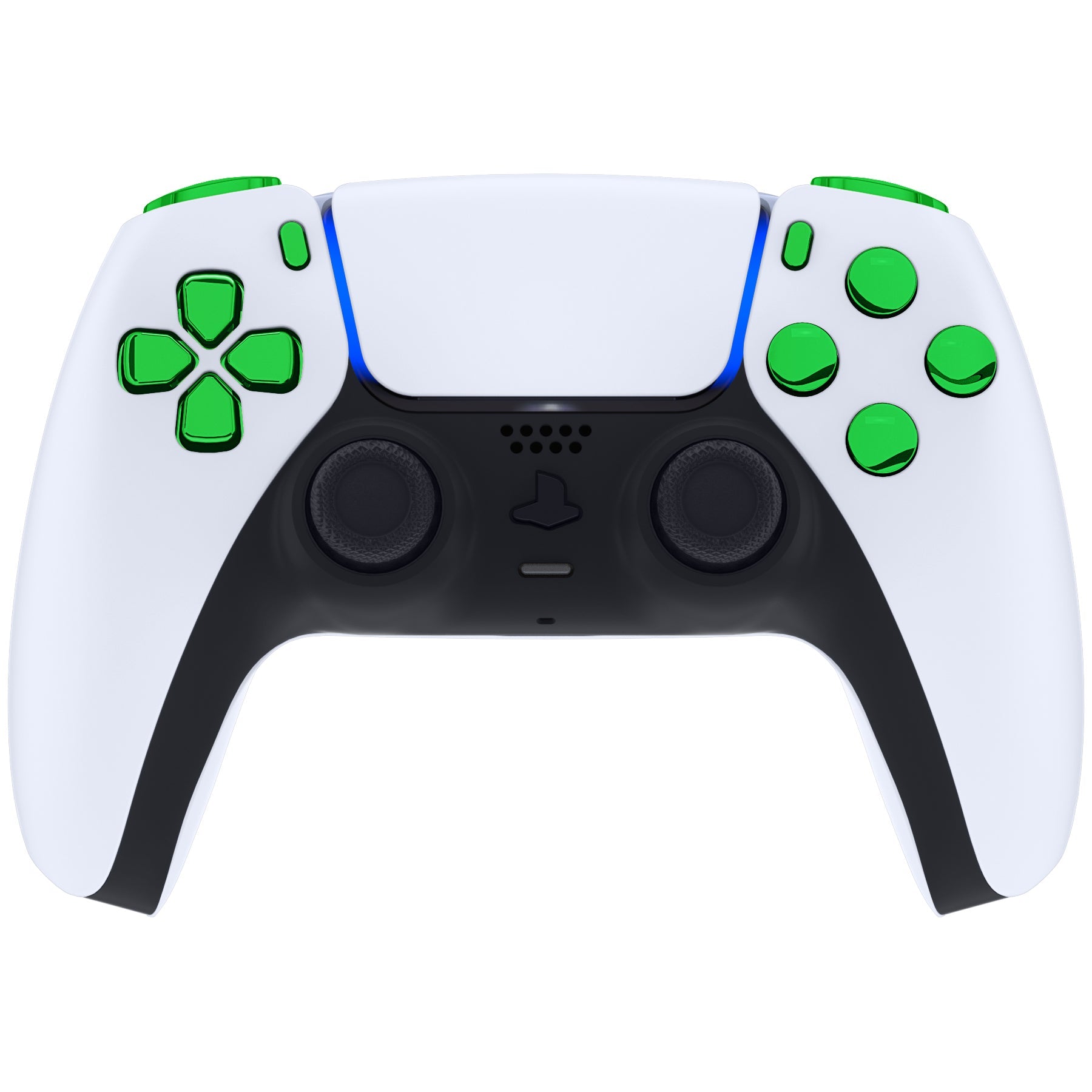 Replacement Full Set Buttons Compatible with PS5 Controller BDM-030 - Chrome Green eXtremeRate