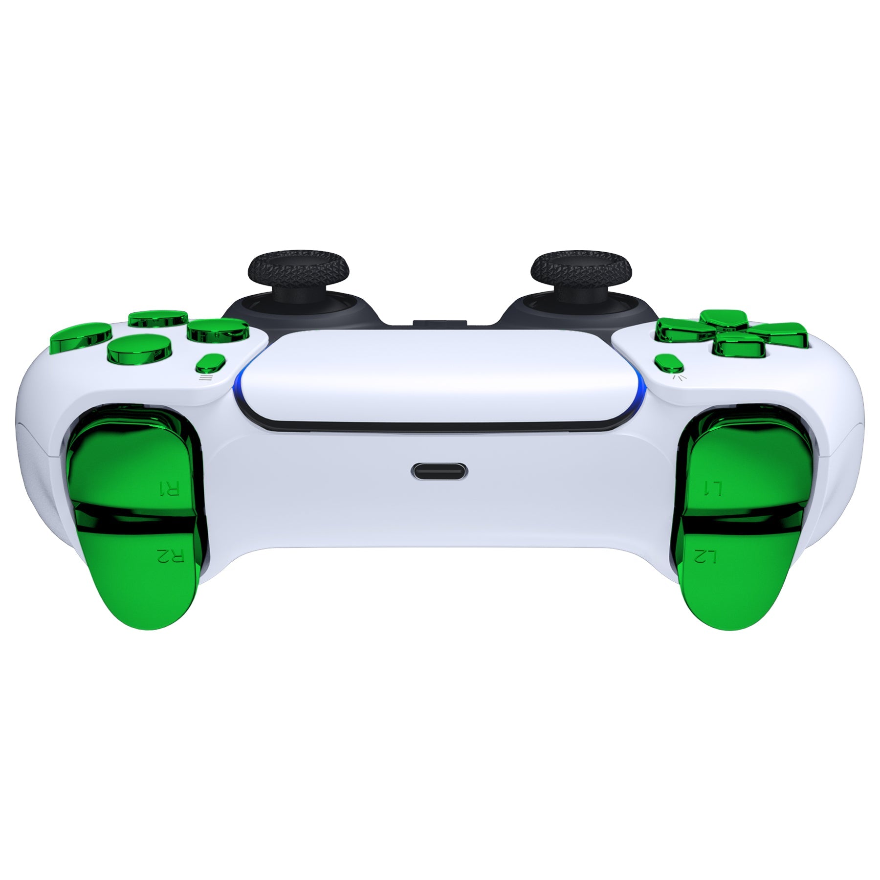 Replacement Full Set Buttons Compatible with PS5 Controller BDM-030 - Chrome Green eXtremeRate