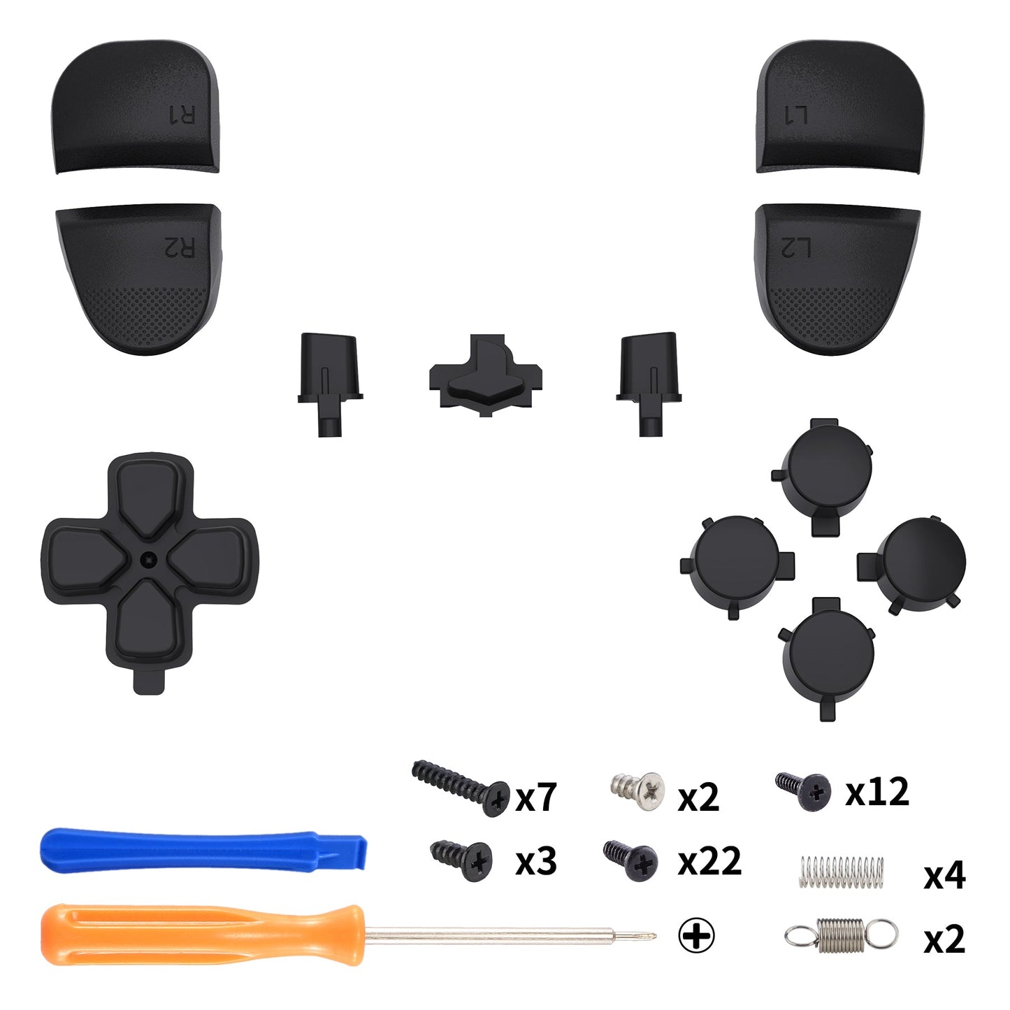 Replacement Full Set Buttons Compatible with PS5 Edge Controller - Black eXtremeRate