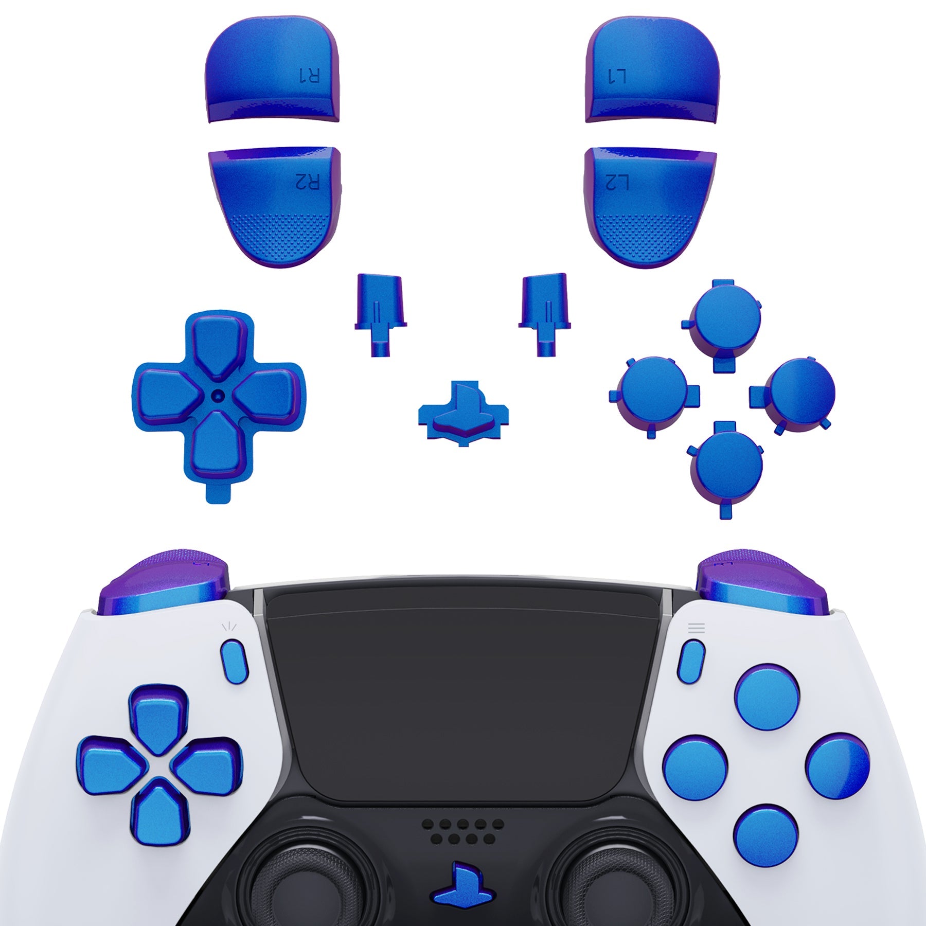 Replacement Full Set Buttons Compatible with PS5 Edge Controller - Chameleon Purple Blue eXtremeRate