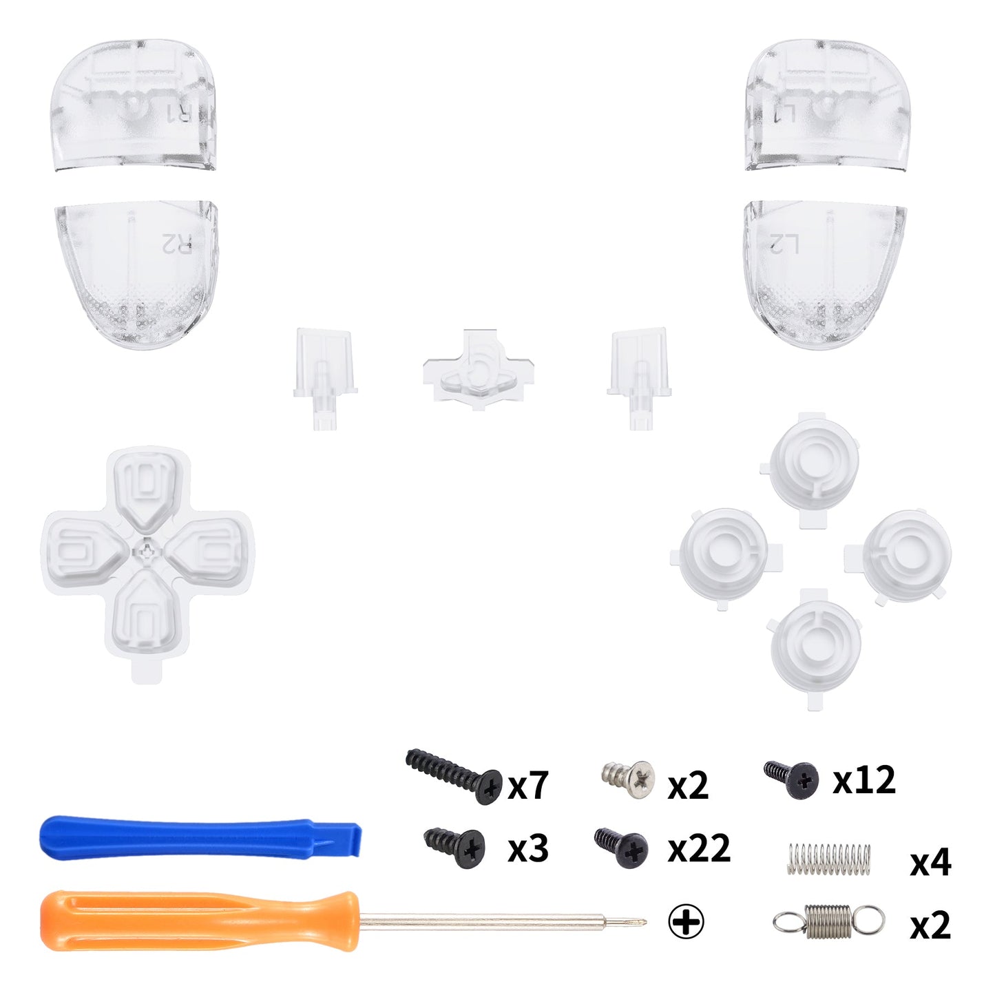 Replacement Full Set Buttons Compatible with PS5 Edge Controller - Clear eXtremeRate