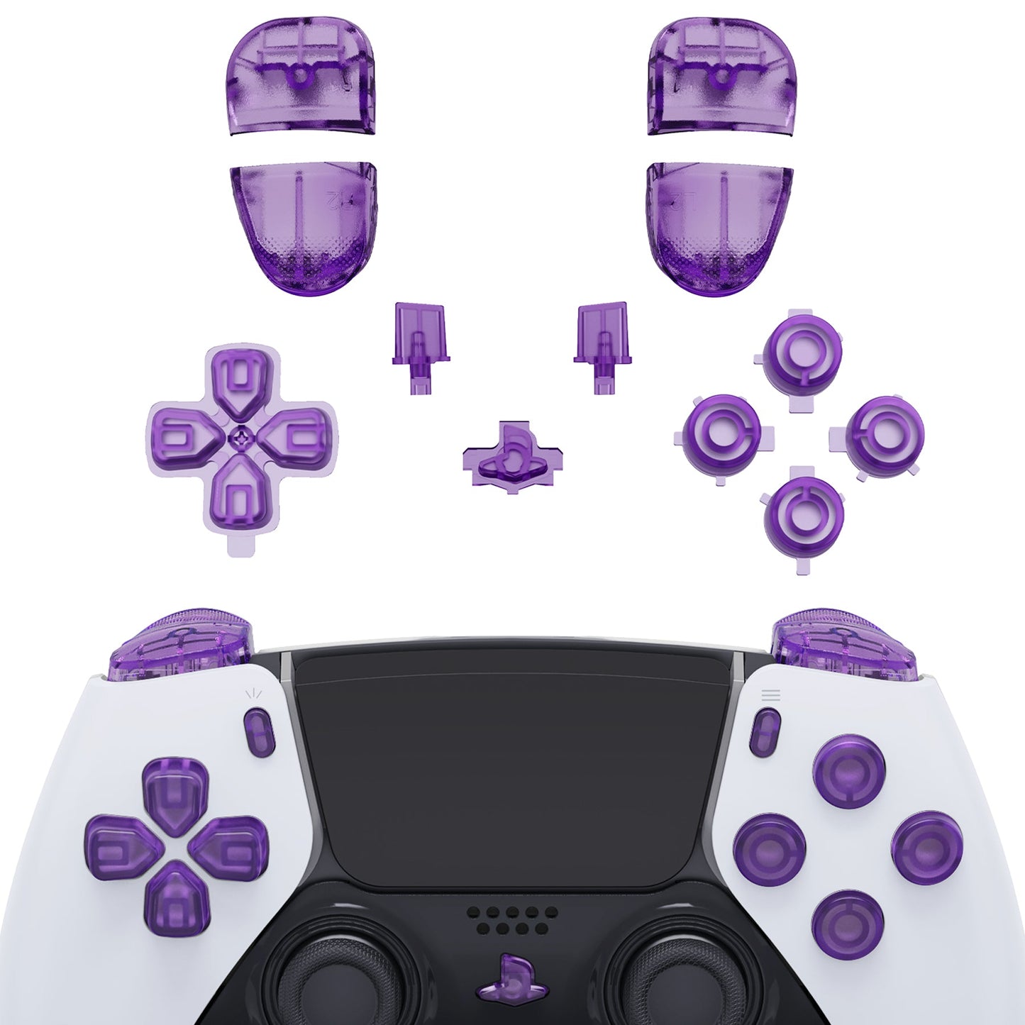 Replacement Full Set Buttons Compatible with PS5 Edge Controller - Clear Atomic Purple eXtremeRate