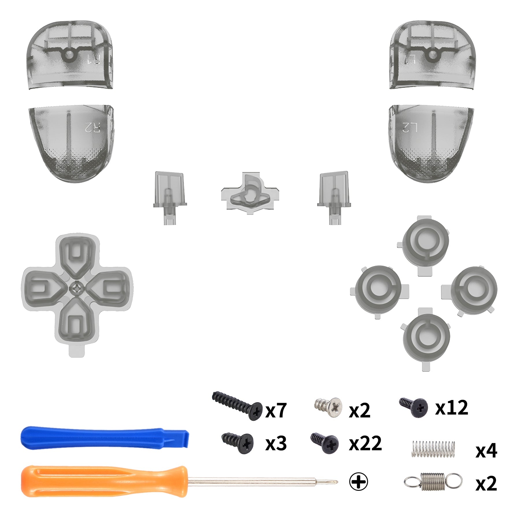 Replacement Full Set Buttons Compatible with PS5 Edge Controller - Clear Black eXtremeRate