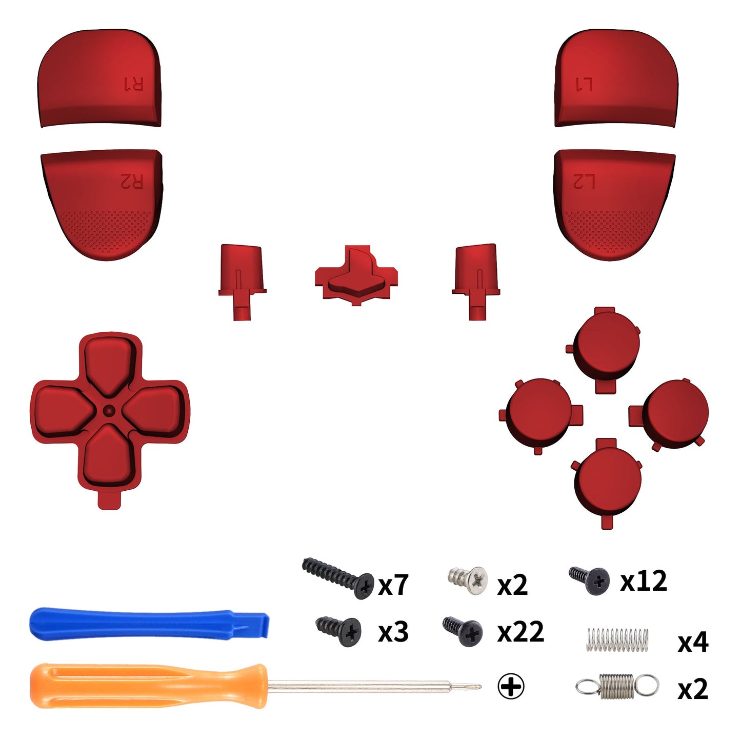 Replacement Full Set Buttons Compatible with PS5 Edge Controller - Scarlet Red eXtremeRate