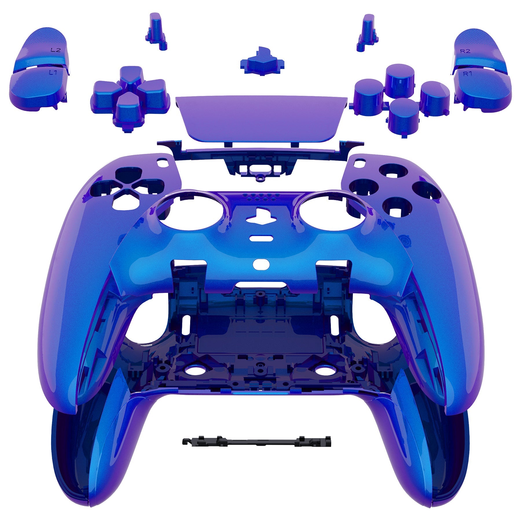 Replacement Full Set Shells with Buttons Compatible with PS5 Edge Controller - Chameleon Purple Blue eXtremeRate