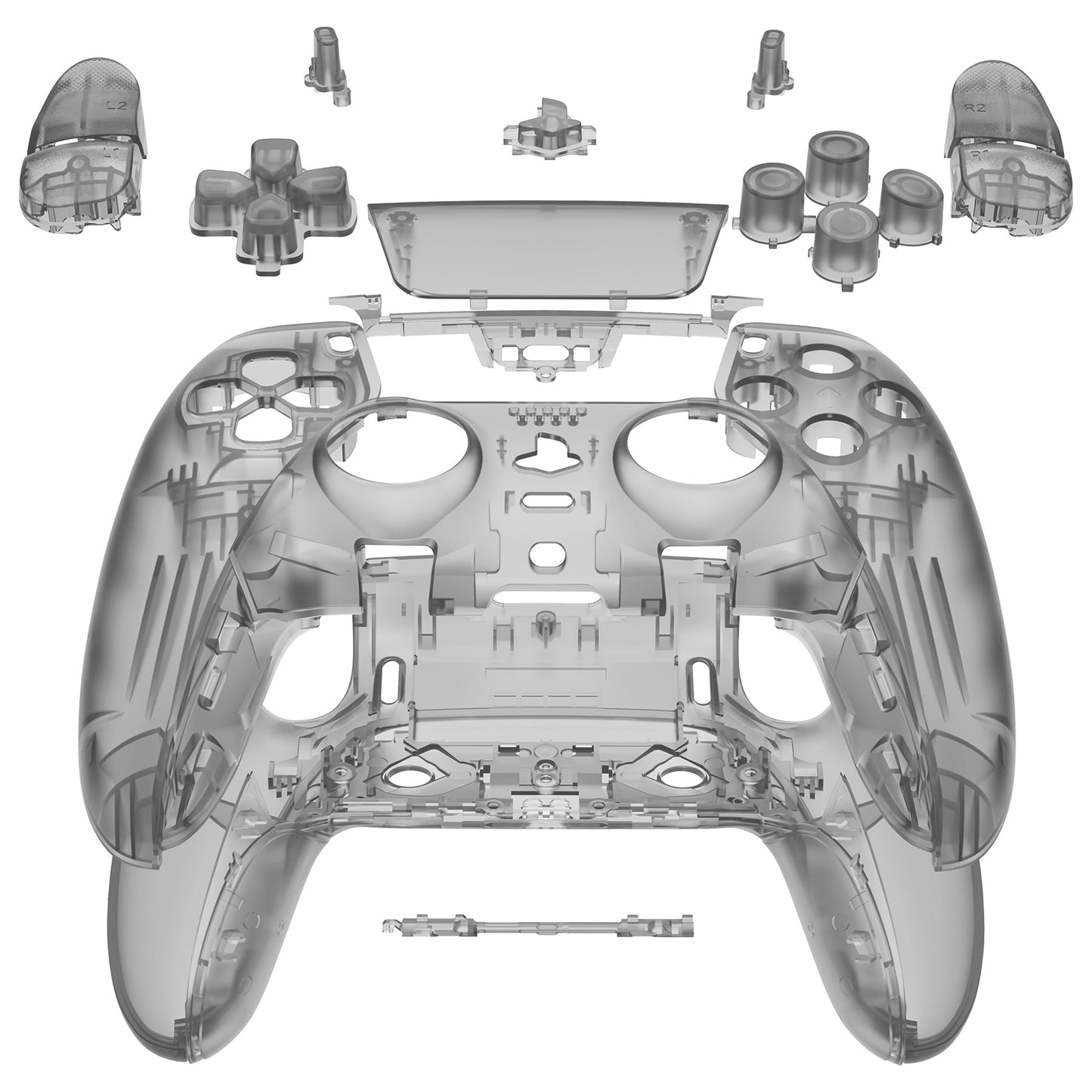 Replacement Full Set Shells with Buttons Compatible with PS5 Edge Controller - Clear Black eXtremeRate