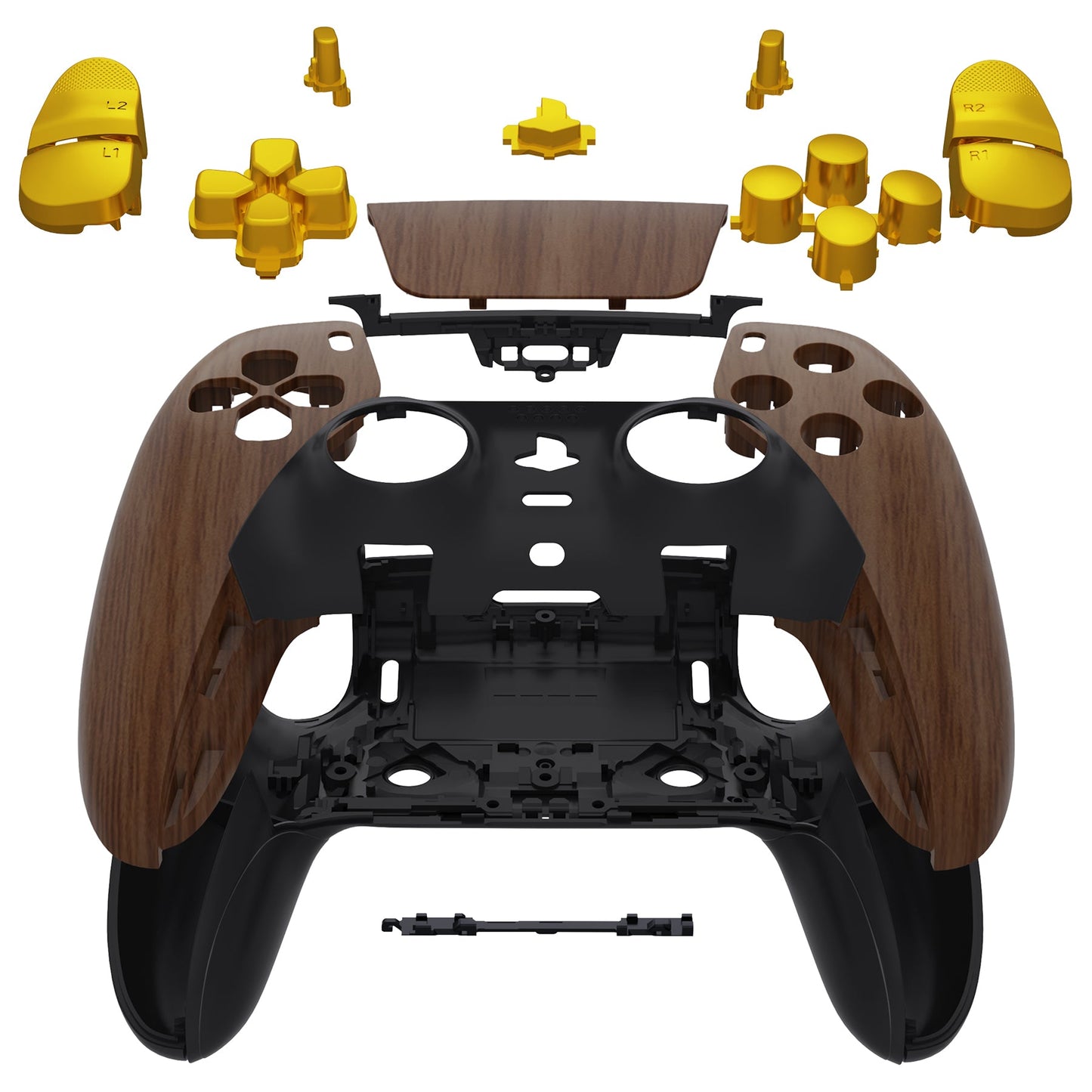 Replacement Full Set Shells with Buttons Compatible with PS5 Edge Controller - Wood Grain eXtremeRate