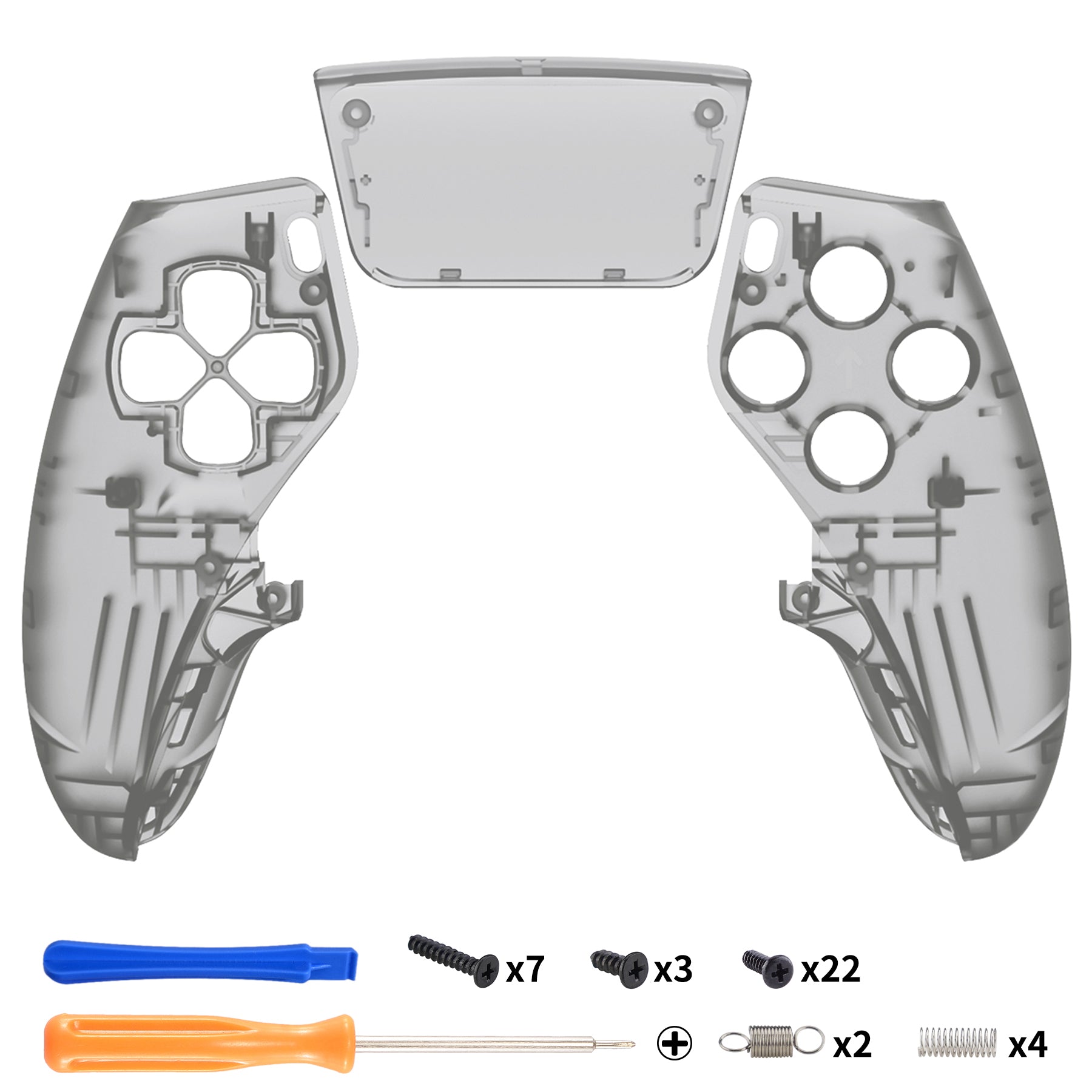 Replacement Left Right Front Housing Shell with Touchpad Compatible with PS5 Edge Controller - Clear Black eXtremeRate