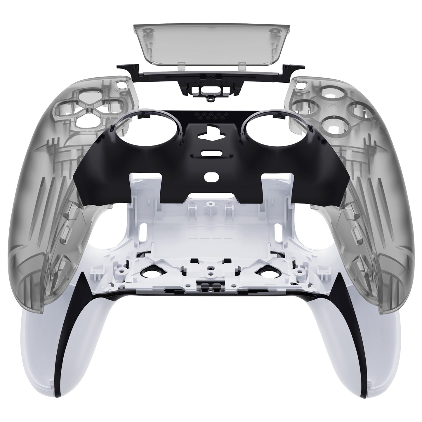 Replacement Left Right Front Housing Shell with Touchpad Compatible with PS5 Edge Controller - Clear Black eXtremeRate