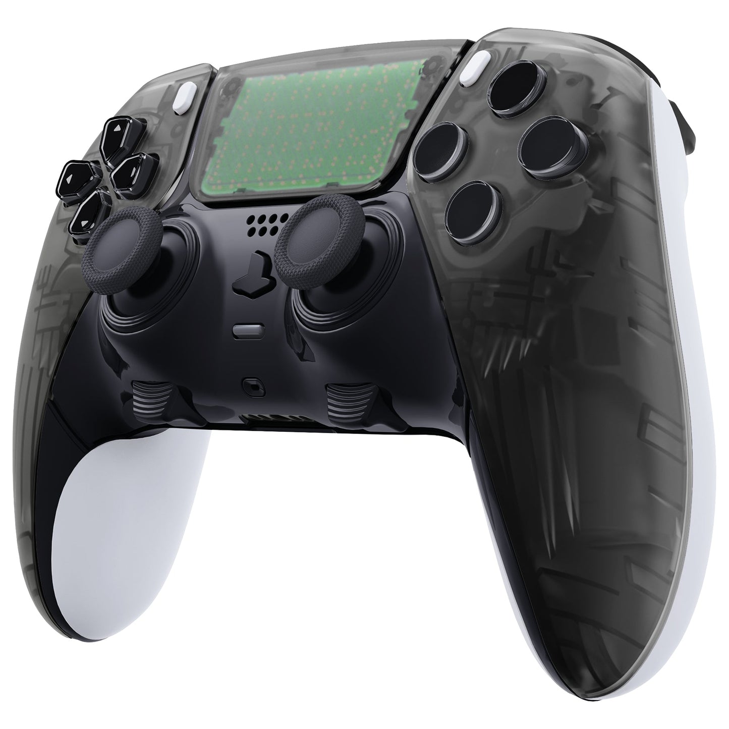 Replacement Left Right Front Housing Shell with Touchpad Compatible with PS5 Edge Controller - Clear Black eXtremeRate