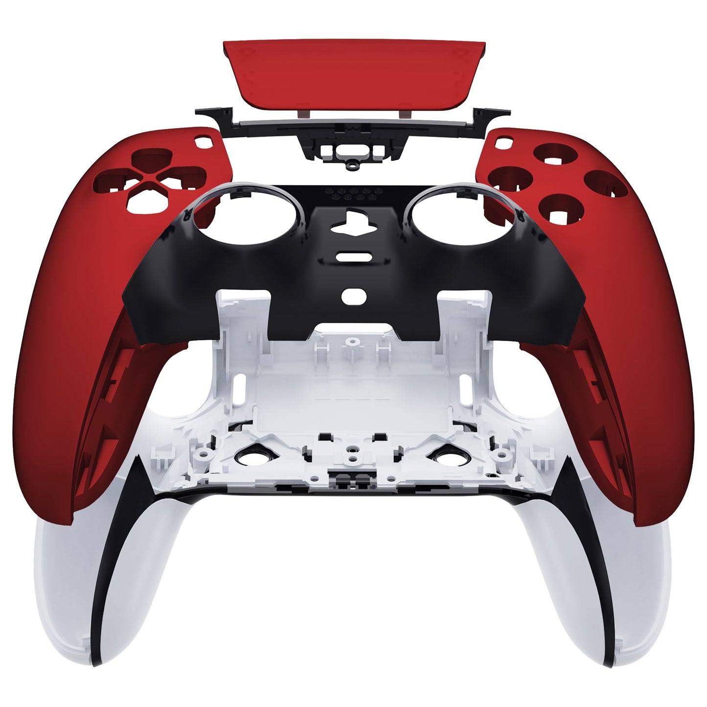 Replacement Left Right Front Housing Shell with Touchpad Compatible with PS5 Edge Controller - Scarlet Red eXtremeRate