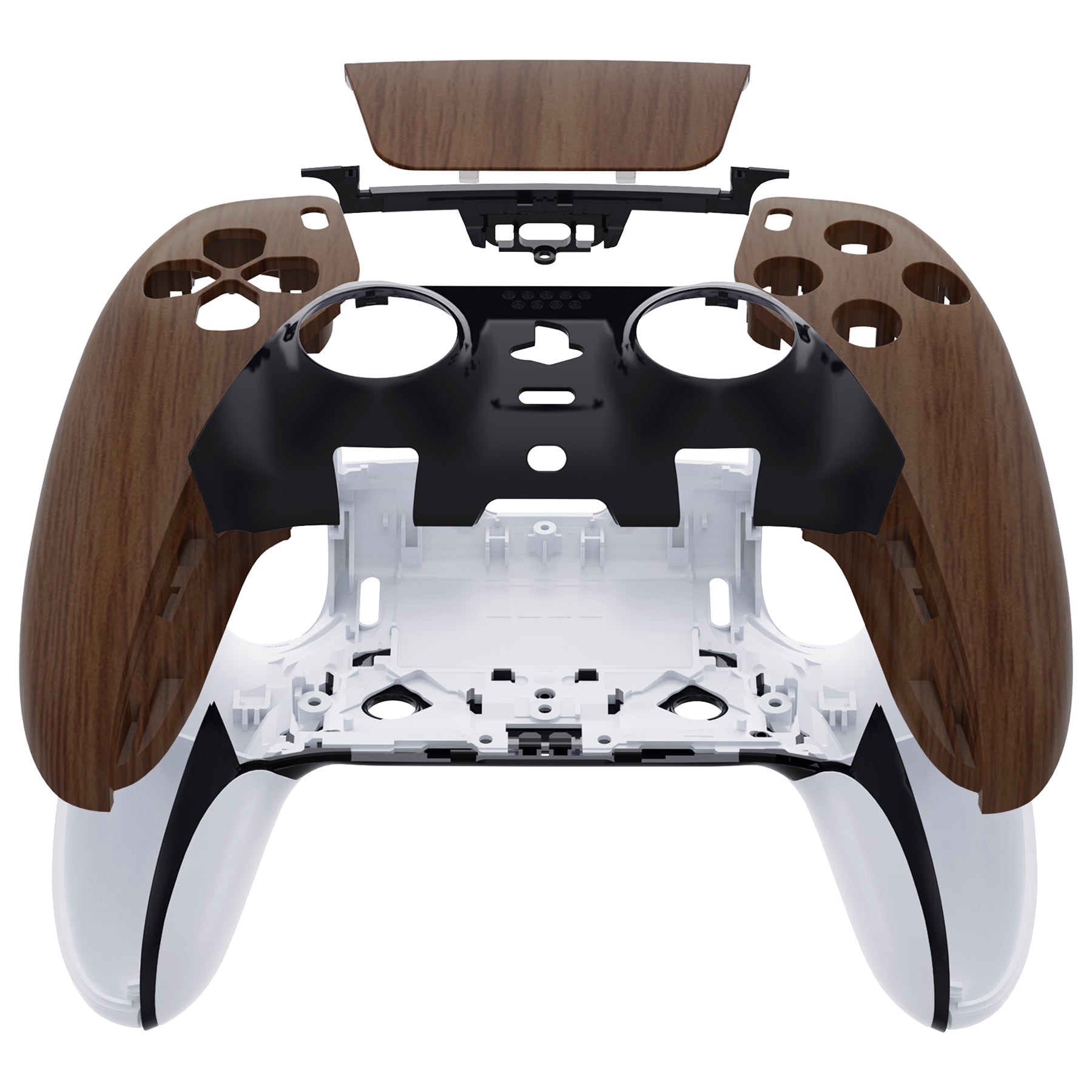 Replacement Left Right Front Housing Shell with Touchpad Compatible with PS5 Edge Controller - Wood Grain eXtremeRate