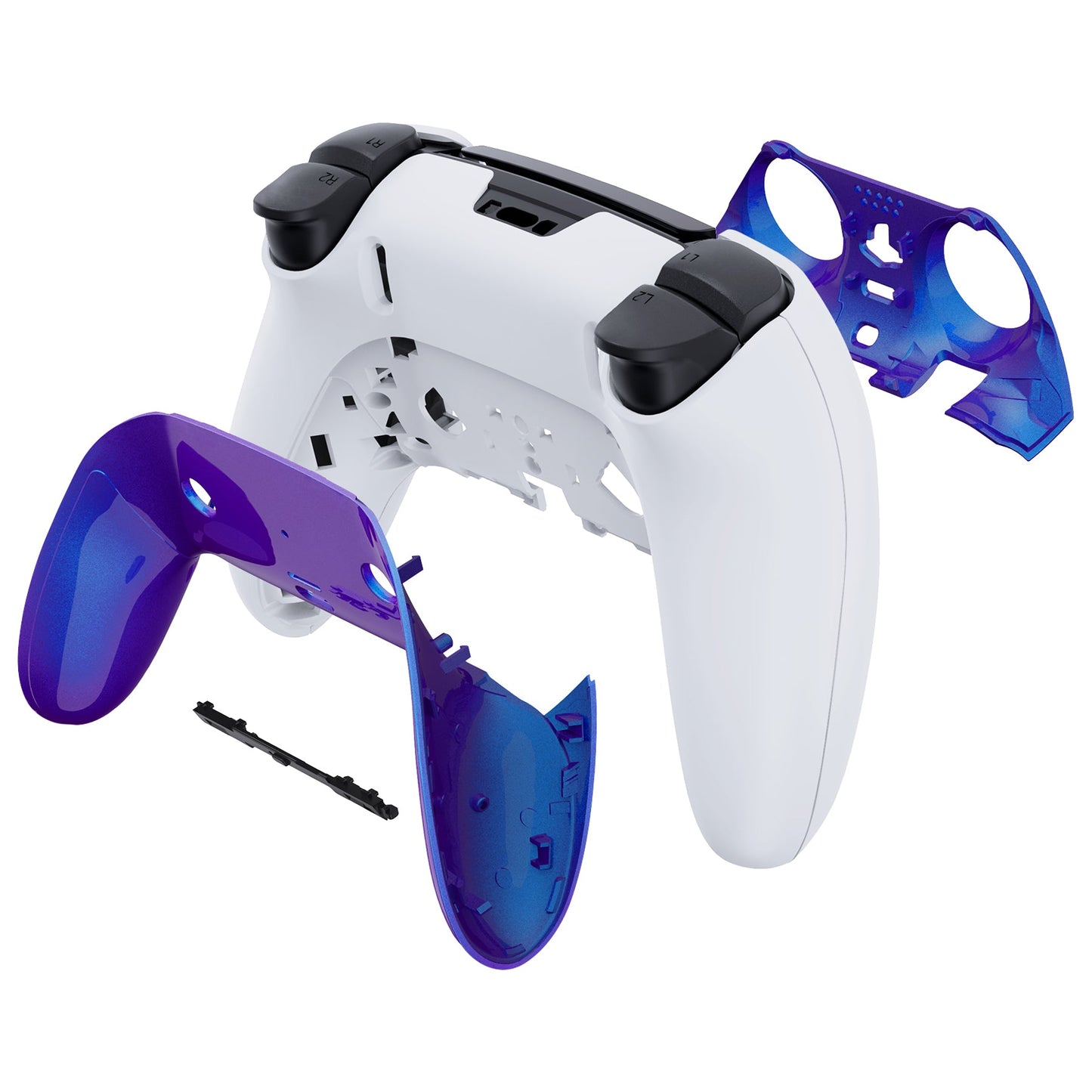 Replacement Top Bottom Decorative Trim Shell Compatible with PS5 Edge Controller - Chameleon Purple Blue eXtremeRate