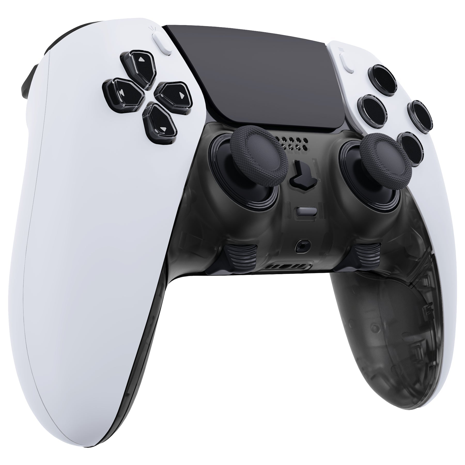 Replacement Top Bottom Decorative Trim Shell Compatible with PS5 Edge Controller - Clear Black eXtremeRate