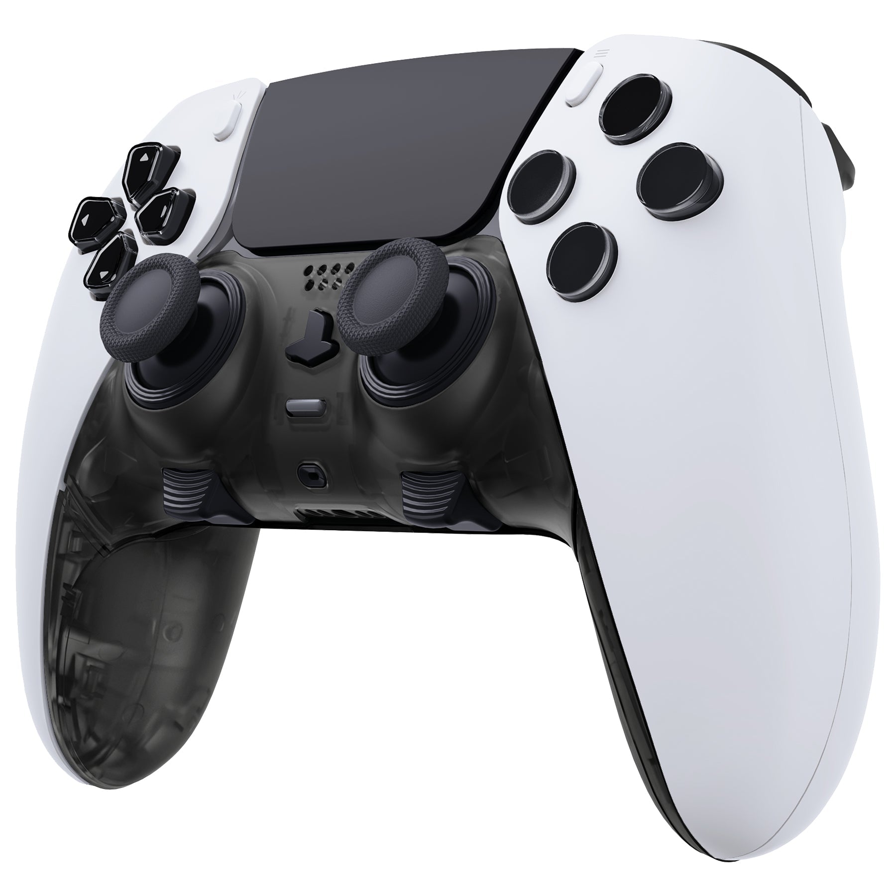 Replacement Top Bottom Decorative Trim Shell Compatible with PS5 Edge Controller - Clear Black eXtremeRate