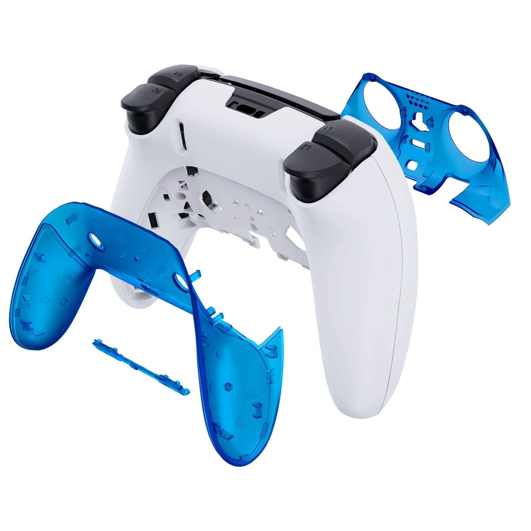 Replacement Top Bottom Decorative Trim Shell Compatible with PS5 Edge Controller - Clear Blue eXtremeRate